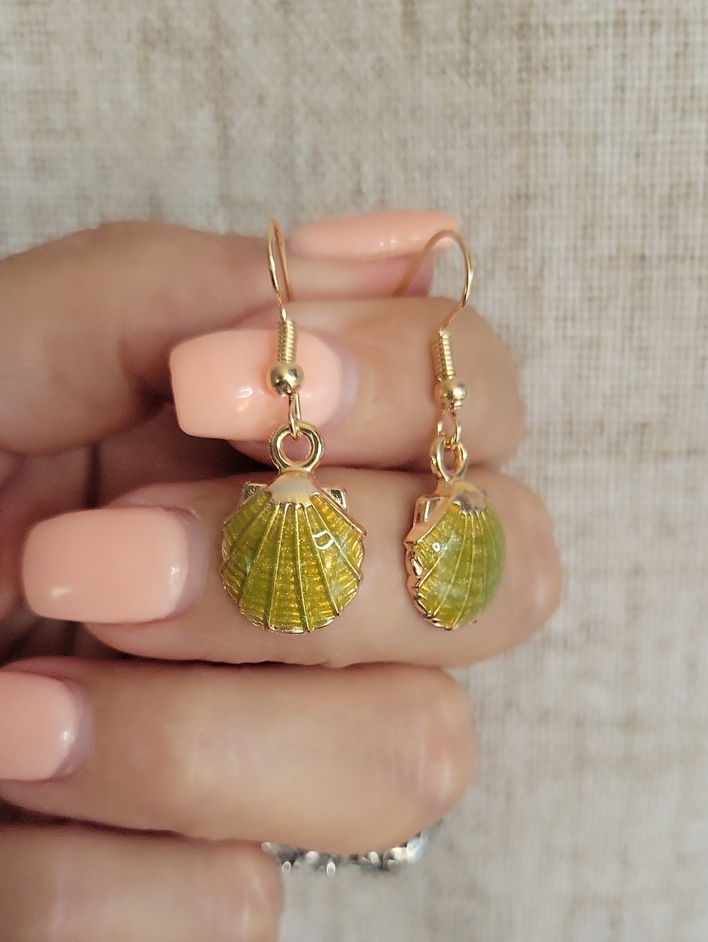 Moss Green Scallop Shell Drop Earrings - Women Jewelry